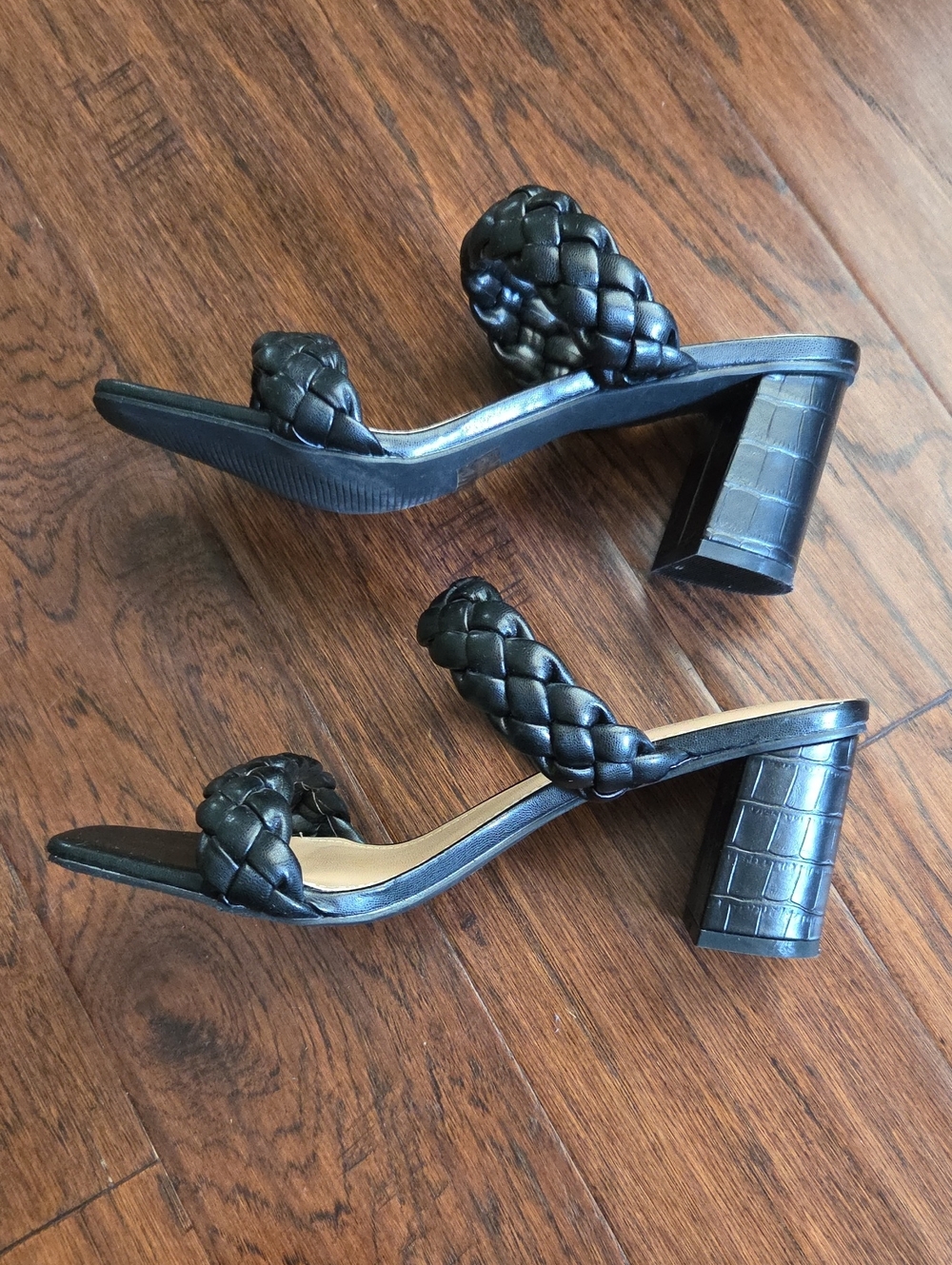 Sincerely Jules Iris Braided Heels Womens 10 Black Block Heel Only Worn A Few Ti
